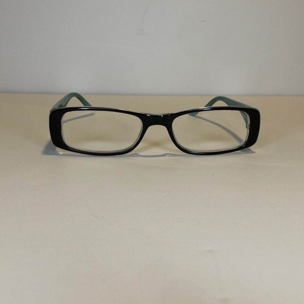 Rectangular Readers/Cheaters/Eyeglasses +2.50; Black & Light Green Frame